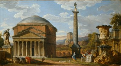 Capriccio van Romeinse Ruïnes met het Pantheon, 1737 door Giovanni Paolo Pannini